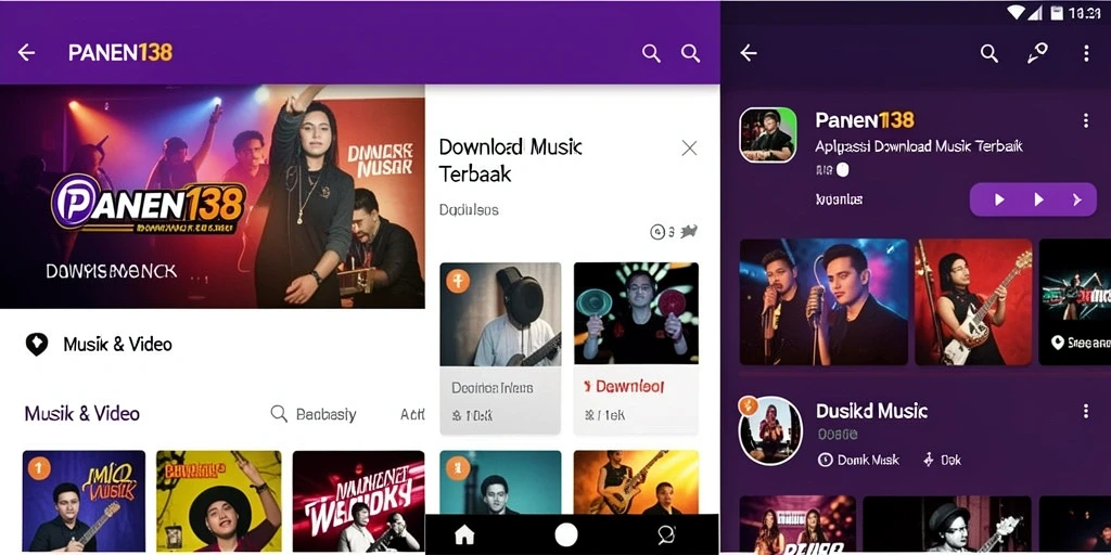 Antarmuka PANEN138 yang sederhana untuk Download Musik.