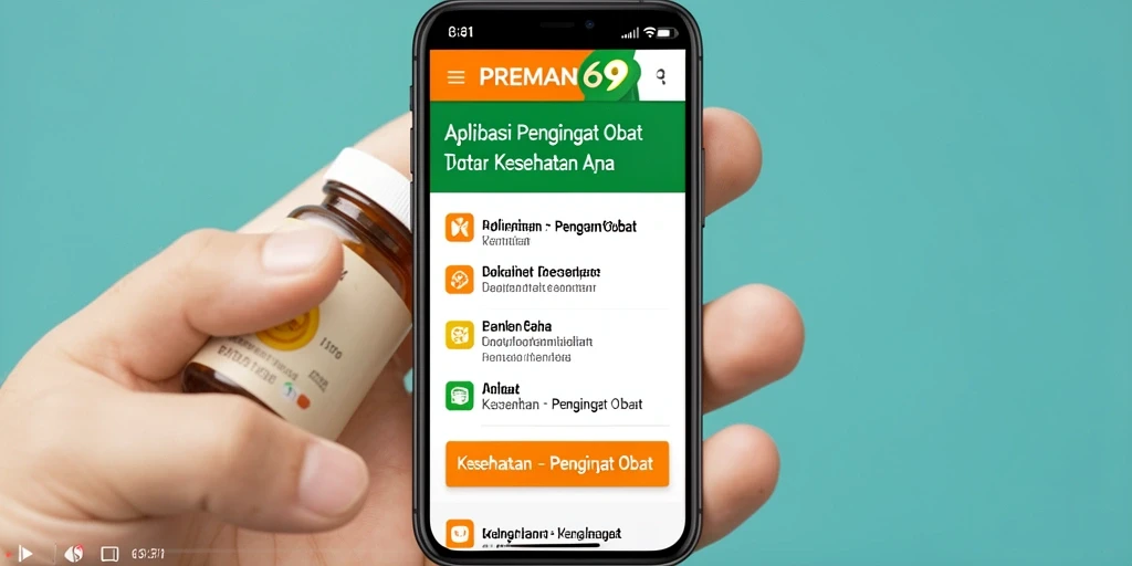 Antarmuka aplikasi PREMAN69 untuk Pengingat Obat yang mudah digunakan.