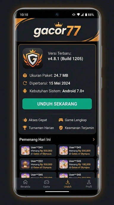 Tampilan halaman APK gacor77