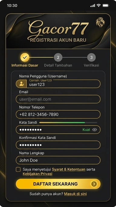 Tampilan halaman daftar gacor77
